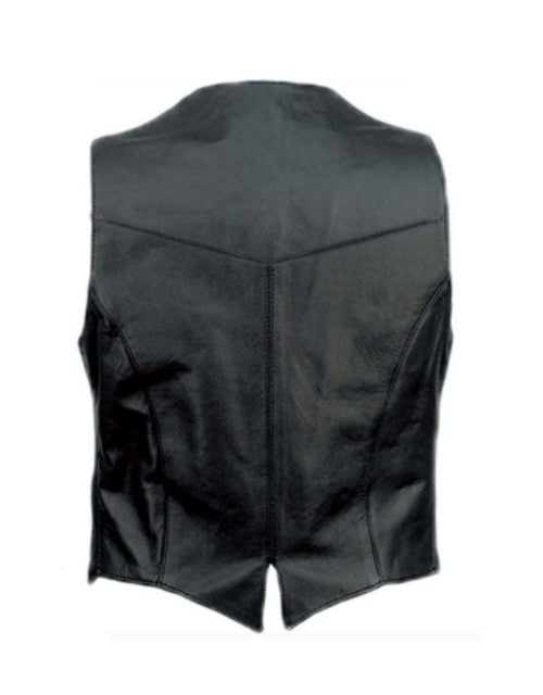 Ladies Black Cowhide Leather Vest with Side Lace 7459